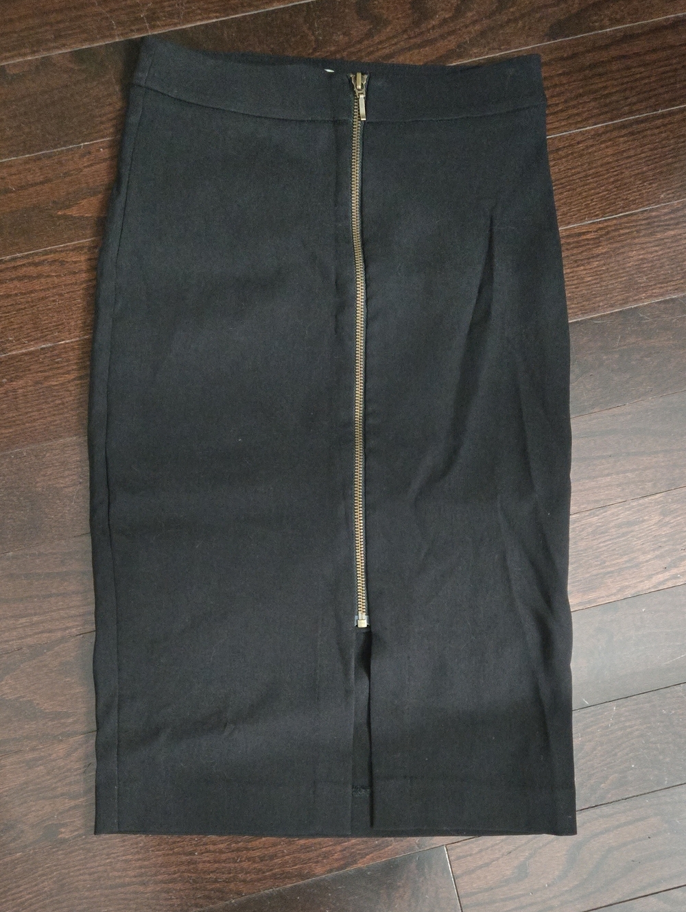 Dynamite Black Pencil Skirt with Gold Front Zip